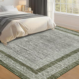 Garvee 3' × 5' Distressed Border Area Rug, Machine Washable Non-Slip Low-Pile Soft Rug for Living Room, Bedroom & Dining Room, Green