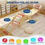 Garvee Educational Indoor Toddler Climbing Set, 6-in-1 Wooden Climbing Triangle Triangle Jungle Gym - Ramp/Slide, Arch & Ladder - For Ages 1-3 - Color: Colorful