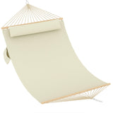 Garvee Double Quilted 12FT Hammock for 2 Person – Extra Large Outdoor Garden Swing Bed – Wooden Spreader Bar, Detachable Pillow, Chains, 450lbs/204kg Capacity – Perfect for Patio, Backyard, Poolside – off pale shade, 350cm - Yellow