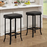 Garvee Compact Bar Stools Set of 2, 24 Inch Counter Height, Faux Leather Upholstered, Irregular Legs, Space-Saving, Easy Assembly for Kitchen Island, Dining Room, Home Bar, Black, 2PC Pack