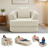 Garvee Folding Sofa Bed with Backrest & Handle, 3-in-1 Convertible Bean Bag Chair to Floor Sofa Lounger, Boneless Fold Out Couch Bed with Handle Comfy Fold Out Couch for Bedroom and Living Room, Beige