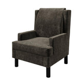 Garvee Mid-Century Modern Wingback Accent Chair – Dark Brown Chenille Upholstered Armchair with High Back, Soft Pillow, and Sturdy Wood Legs – Comfy Single Chair for Living Room, Bedroom, or Small Spaces, Dark Brown