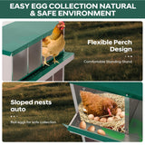 Garvee 8-Compartment Metal Chicken Nesting Box with Legs – Stainless Steel, Roll Away Egg Collection, Ventilated, Secure Perch & Lid, Wall Mount or Free Standing, Includes 4 Dummy Eggs & 10 Dampproof Mats, Dark Green, 8-Compartment Bracketed Model - Dark Green