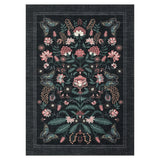 Garvee Washable Vintage Floral Area Rug – Non-Slip, Mark Resistant Carpet with Botanical Butterfly Motif for Living Room, Bedroom, Nursery – Low Pile Enchanted Garden Accent, Black, Size: 8x10ft (244x305cm), USA - Green