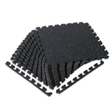 Garvee 12-Pack Interlinked Gym Floor Mats, 48 sq ft Coverage - 0.6 in Thick EVA Foam w/ Rubber Top - Waterproof Non-Slip Shock & Sound Absorbing - Black Base Blue Dot, 60x60x1.5cm - Black Base Blue Dot