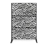 Garvee No-Dig Freestanding Outdoor Metal Privacy Screen Panel 48"W x 75"H - Rustproof Powder-Coated Steel Decorative Fence Divider/Wind Screen - Wave Leaf - Black positioning hole + 2 sets of nails - Black Positioning Holes + 2 Sets Of Nails