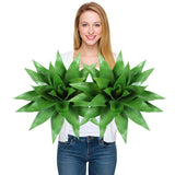 Garvee UV Resistant Realistic Artificial Agave Plants Set – Large Faux Green Fleshy Plants for Indoor Outdoor Home & Garden Decor – 2 PCS, Maintenance-Free, 29 Leaves, Green - Red