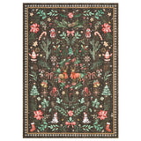 Garvee 4' × 6' Christmas Area Rug, Washable Non-Slip Holiday Rug with Christmas Tree, Holly Berry, Ribbon & Reindeer, for Living Room, Bedroom & Dining Room, Brown