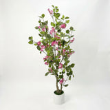 Garvee Lifelike Artificial Bougainvillea Tree – 150cm Tall Faux Plant with 8 Adjustable Silk Flower Divisions, Modern Coastal Style, Low Maintenance, White Pot, Ideal for Living Room, Office, Patio – Variant: 8-Branch 150CM Multi-Stem