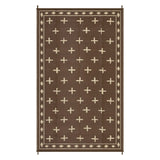 Garvee Reversible Outdoor Rug 9x12ft – Waterproof Plastic Straw Mat, Collapsible, Easy Care, Large Geometric Area Carpet for Patio, Deck, Balcony, RV Awning, Camping, Garden, Beach – Peony Brown/Coffee, USA - Red Peach Orange / White
