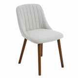 Garvee Modern Upholstered Dining Chairs Set of 2, Fabric Kitchen & Dining Room Side Chairs - Ergonomic Back Support - Mark-Resistant Seat - 300 lb Capacity - Rubberwood Legs - 2-pack | Walnut feet | Creamy white