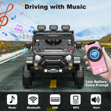 Garvee 24V 4WD 6-Wheel Kids Ride On Truck – Remote Control – 3 Speeds – Gentle Start – LED Lights – Wireless Audio Music – Battery Display – Toddler Electric Toy Vehicle – Black - Black