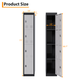 Garvee 4 Doors Tall Single Metal Locker, Lockable Steel Storage Cabinet for School, Gym, Office, 72” Black