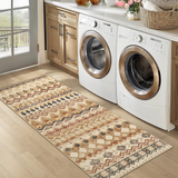 Garvee Boho Beige 2x6 Runner Rugs, Washable Distressed Geometric Printed Hallway Rug, Non-Slip Low Pile Area Rugs, Foldable Non-Shedding Carpet Runner for Kitchen, Laundry, Entryway