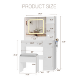 Garvee Vanity Desk with Mirror Makeup Desk with Lights for Bedroom 34.5"W White
