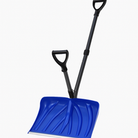 Garvee Ergonomic Snow Shovel for Driveways and Patios – 18-Inch Heavy Duty Aluminum Blade, Dual D-Ring Handles, Lightweight Snow Removal Tool, Durable Construction – Blue Shovel with Black Pole