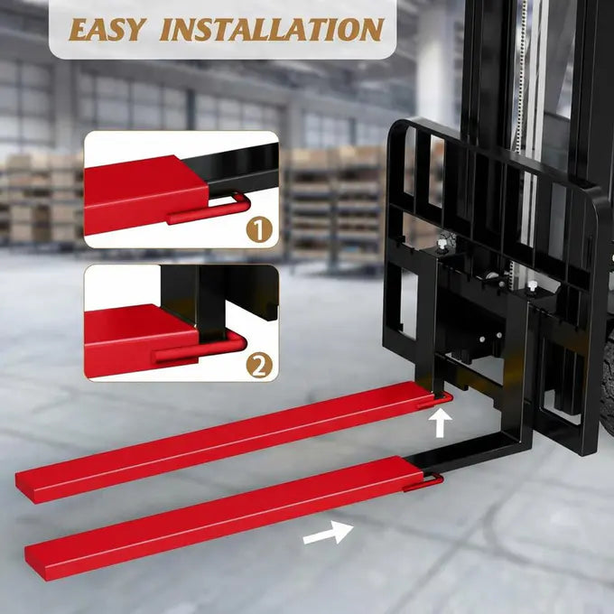 Garvee Pallet Forklift Extensions 60 in Length 4.5 in Width Heavy Duty Steel Forklift Attachment Red for Warehouses Farms Construction Sites