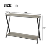 Garvee Sofa Tables Narrow Long Behind Couch Table 2-Tier Industrial Entryway Table Living Room Black Wood Grain