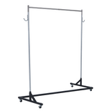 Garvee Heavy Duty Z-Base Rolling Garment Rack, Extra-Long Single Rail 59 in, 600 lb Capacity, 360° Locking Wheels, Freestanding Metal Clothes Rack, Color: Base Black/Rod Silver, Single Pole, 150×50×160 cm