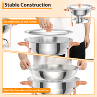 Garvee 5QT Round Chafing Dish Buffet Set (4 Pack) - Stainless Steel Food Warmers with Lid Holder, Spoon, and Tweezers, Rose Gold Finish, Ideal for Parties, Weddings, Events, and Banquets
